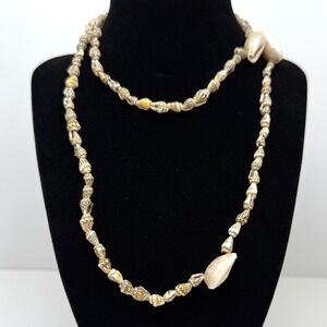 Long Cowrie Shell Necklace Natural Ocean Beachy Seashells Boho Jewelry 16 in L